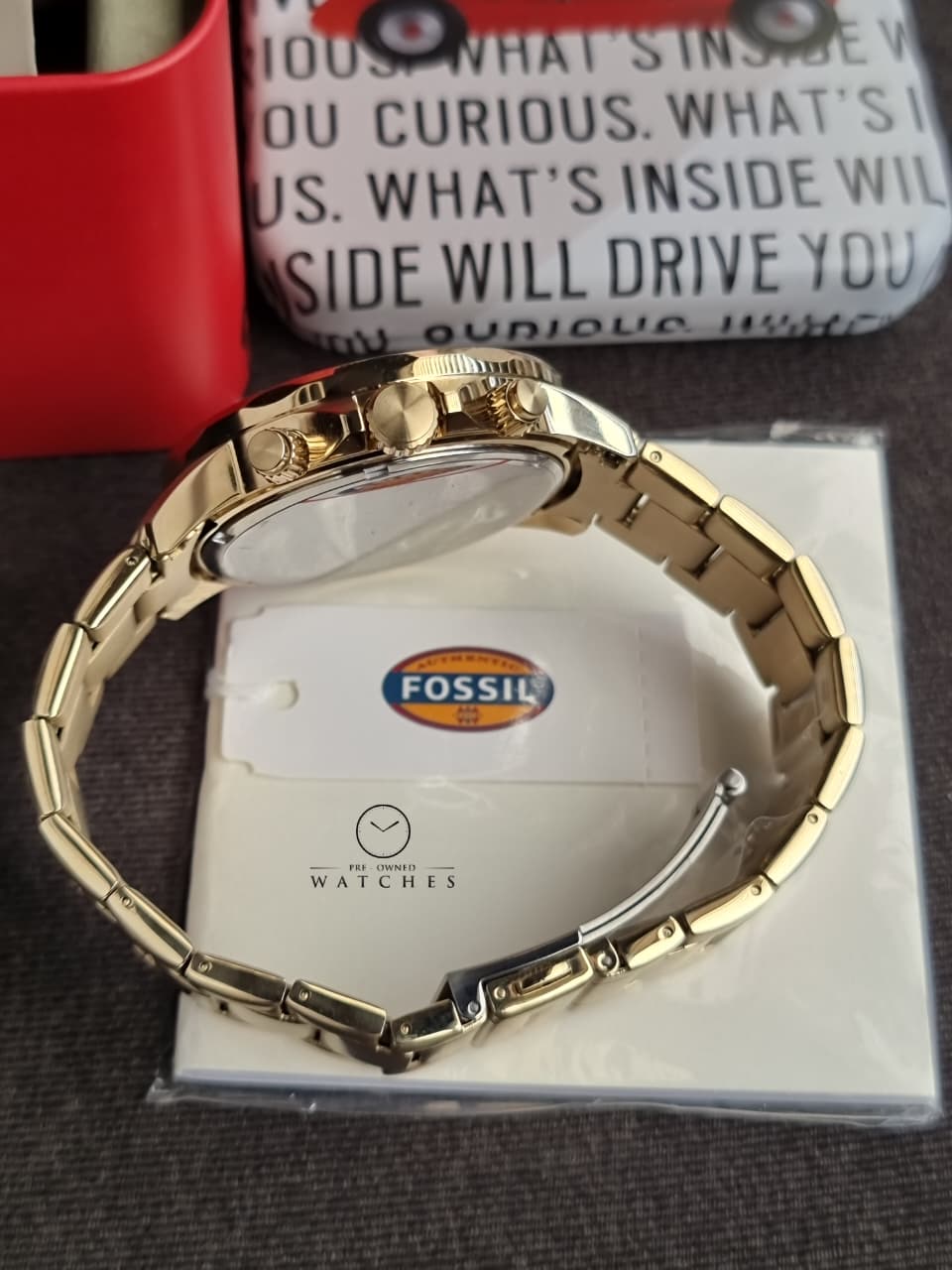 Fossil Bannon Multifunction Gold Stainless Steel Green Dial Chronograph Quartz Watch for Gents - BQ2493 (WITHOUT TAG)