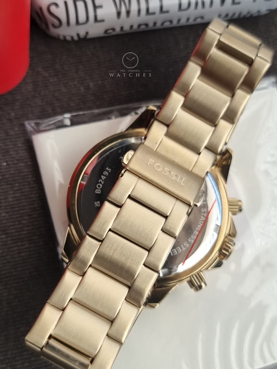 Fossil Bannon Multifunction Gold Stainless Steel Green Dial Chronograph Quartz Watch for Gents - BQ2493 (WITHOUT TAG)