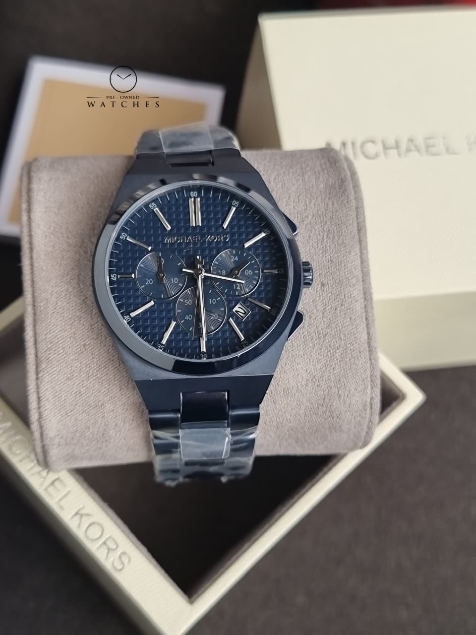 Michael Kors Lennox Chronograph Blue Stainless Steel Watch MK9147 (Without Tag )