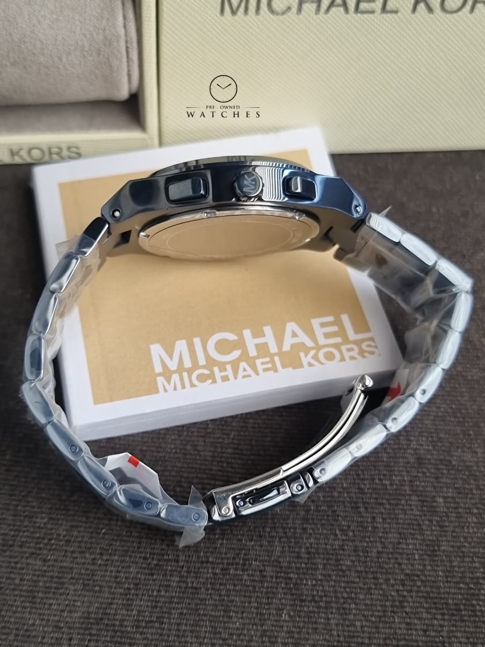 Michael Kors Lennox Chronograph Blue Stainless Steel Watch MK9147 (Without Tag )