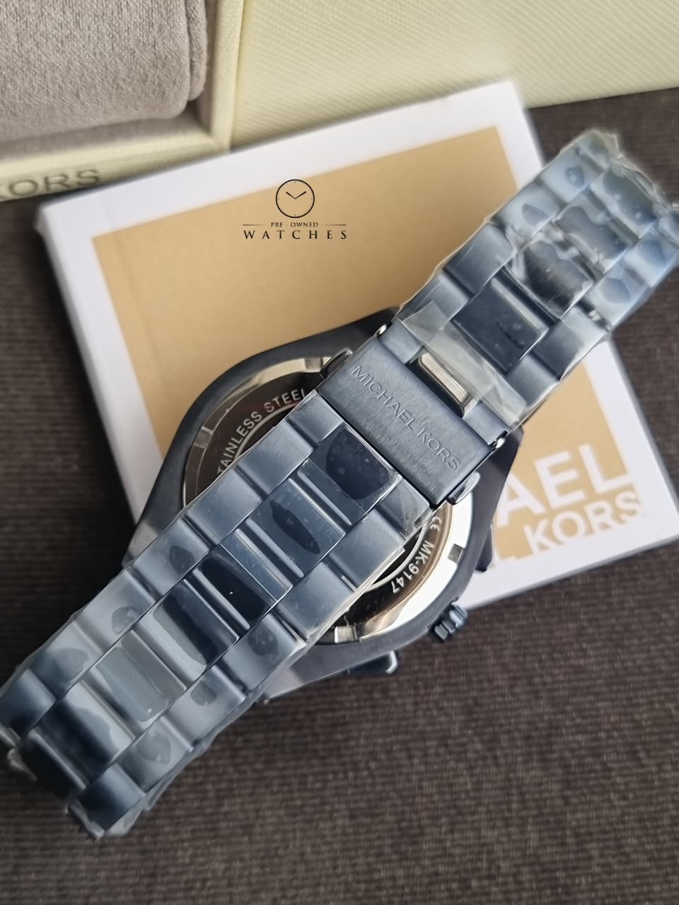 Michael Kors Lennox Chronograph Blue Stainless Steel Watch MK9147 (Without Tag )