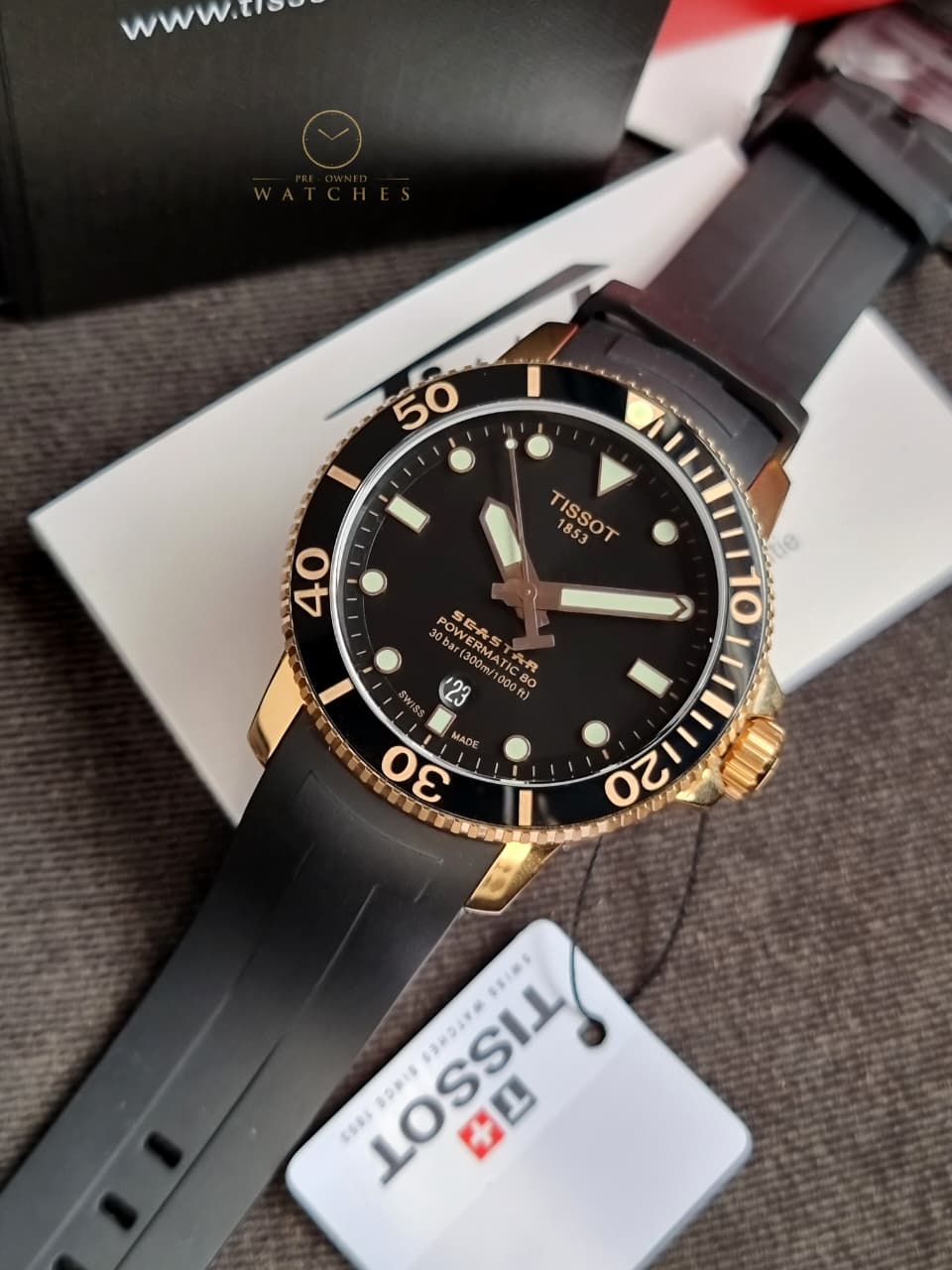 Seastar 1000 Black Dial Black Rubber Strap Men's Watch T120.407.37.051.01