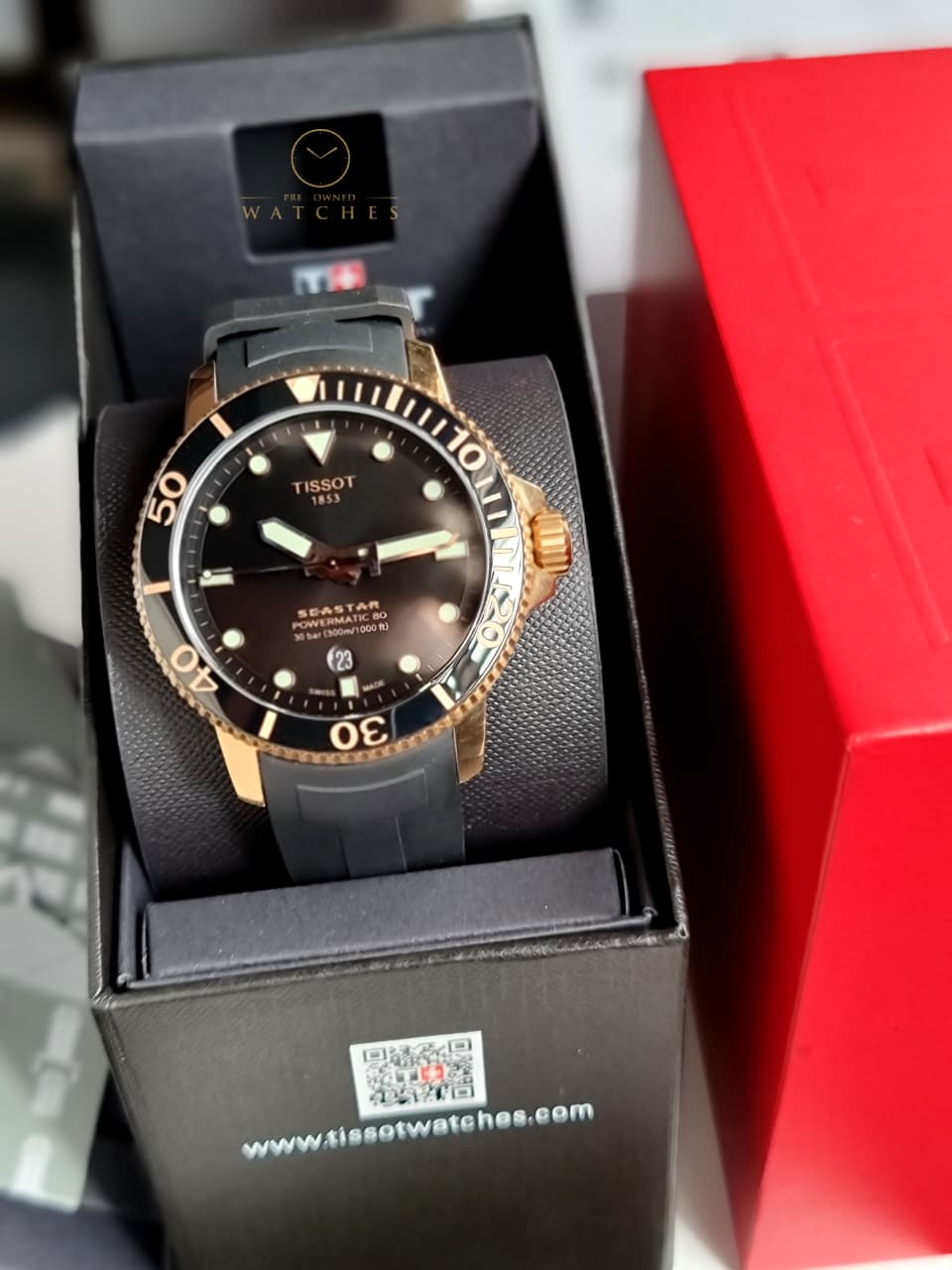 Seastar 1000 Black Dial Black Rubber Strap Men's Watch T120.407.37.051.01