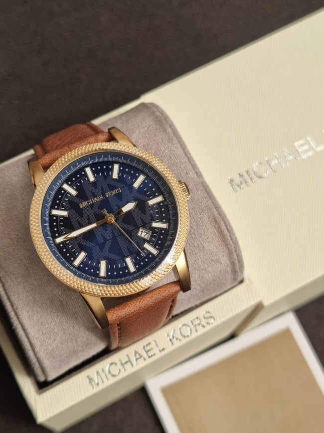 MICHAEL KORS OUTLET Oversized Hutton Gold-Tone and Leather Watch MKO1072 (without tag) Hover Image