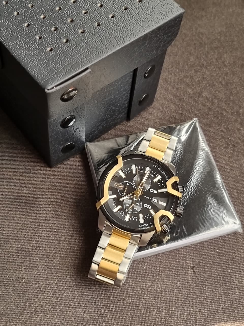 Diesel Men's Griffed Stainless Steel,48mm Black Dial Quartz Watch DZ4577