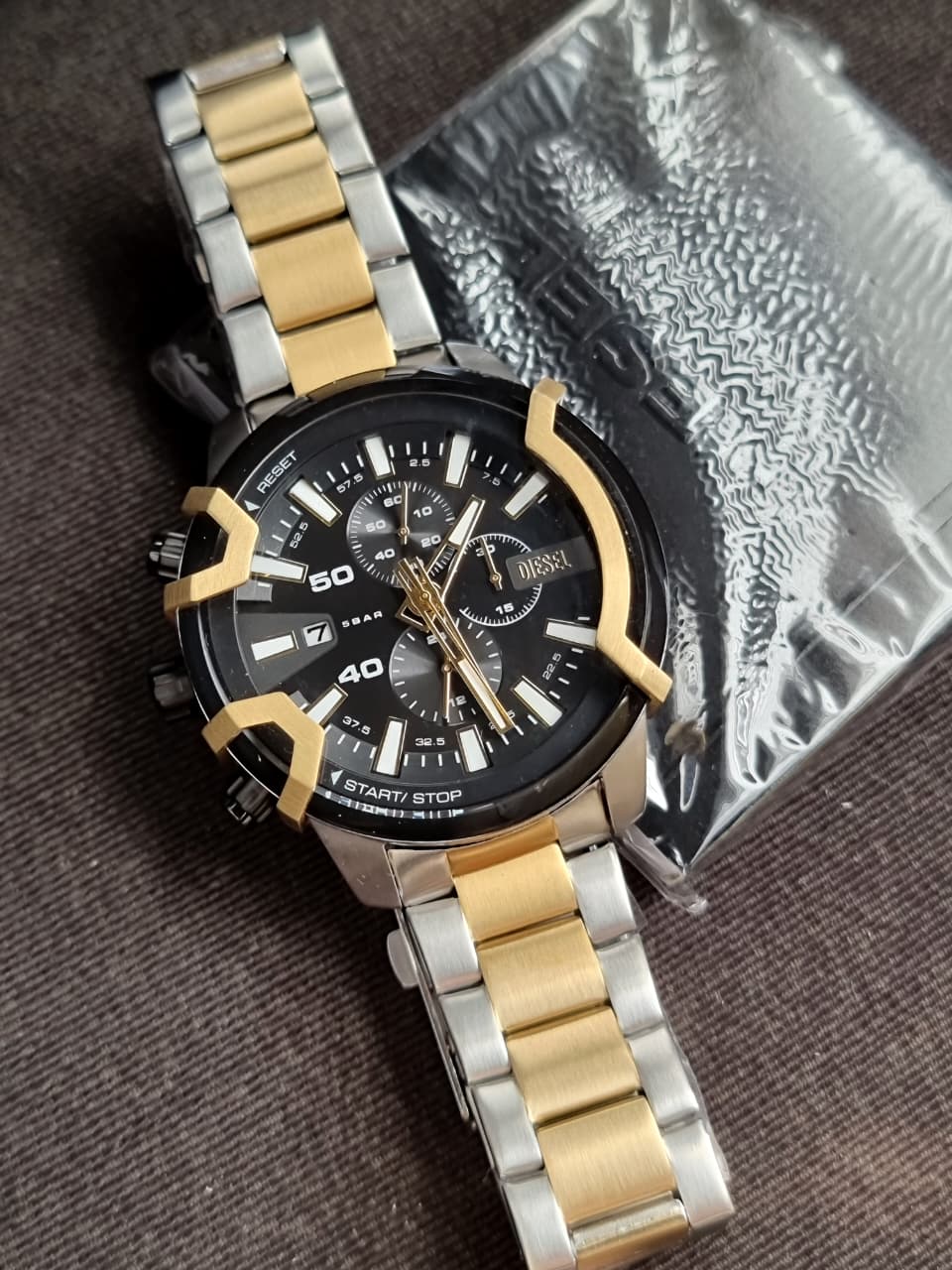 Diesel Men's Griffed Stainless Steel,48mm Black Dial Quartz Watch DZ4577
