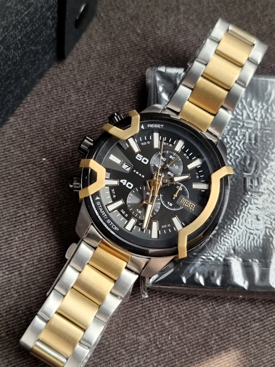 Diesel Men's Griffed Stainless Steel,48mm Black Dial Quartz Watch DZ4577