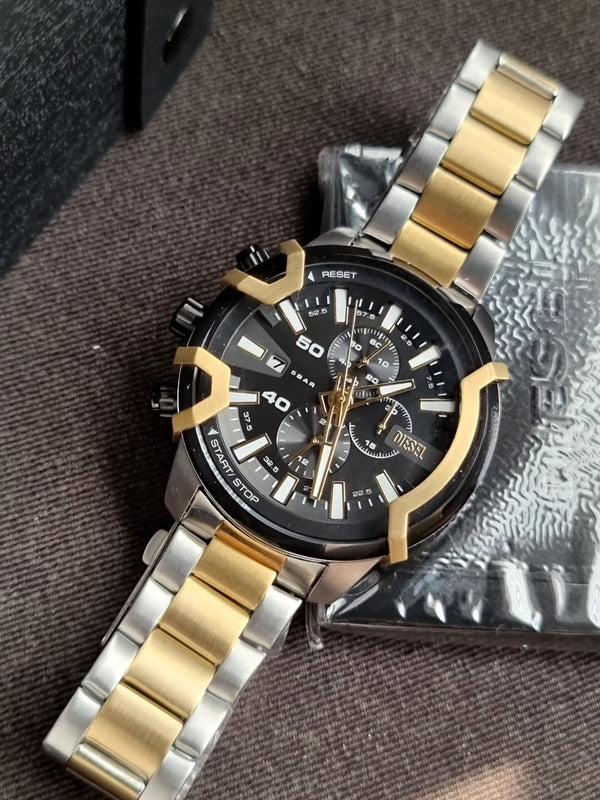 Diesel Men's Griffed Stainless Steel,48mm Black Dial Quartz Watch DZ4577