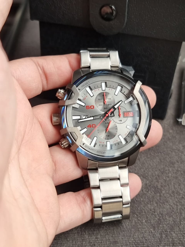 DIESEL Griffed Watch for Men, Quartz Chronograph Movement with Stainless Steel Strap DZ4586 Hover Image