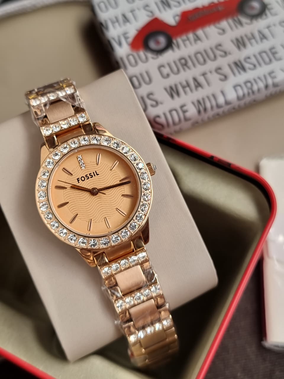 Fossil Women’s Quartz Stainless Steel Rose Gold Dial 34mm Watch ES3020 (Without Tag)