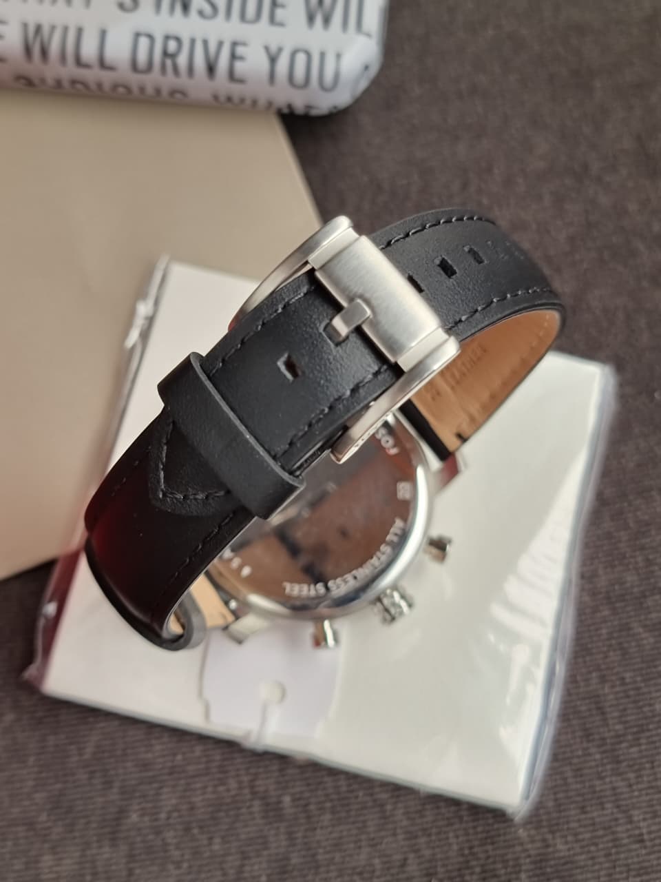 Fossil Rhett Black Quartz Leather Watch BQ2849