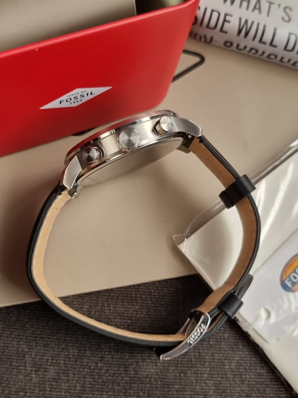 Fossil Rhett Black Quartz Leather Watch BQ2849