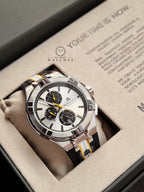 Maurice Lacroix Aikon Two-tone Silicone Strap Silver Dial Chronograph Quartz Watch for Gents - AI1018-TT030-130-K