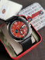 Fossil Men’s Chronograph Quartz Black Leather Strap Red Dial 45mm Watch BQ2897 (Without Tag)