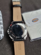 Fossil Men’s Chronograph Quartz Black Leather Strap Red Dial 45mm Watch BQ2897 (Without Tag)