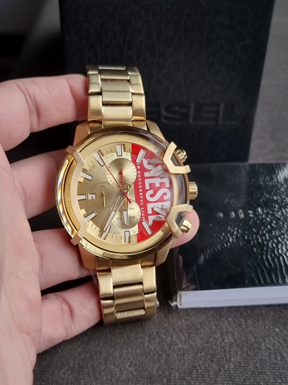 DIESEL Griffed Watch for Men, Quartz Chronograph Movement with Stainless Steel Strap
