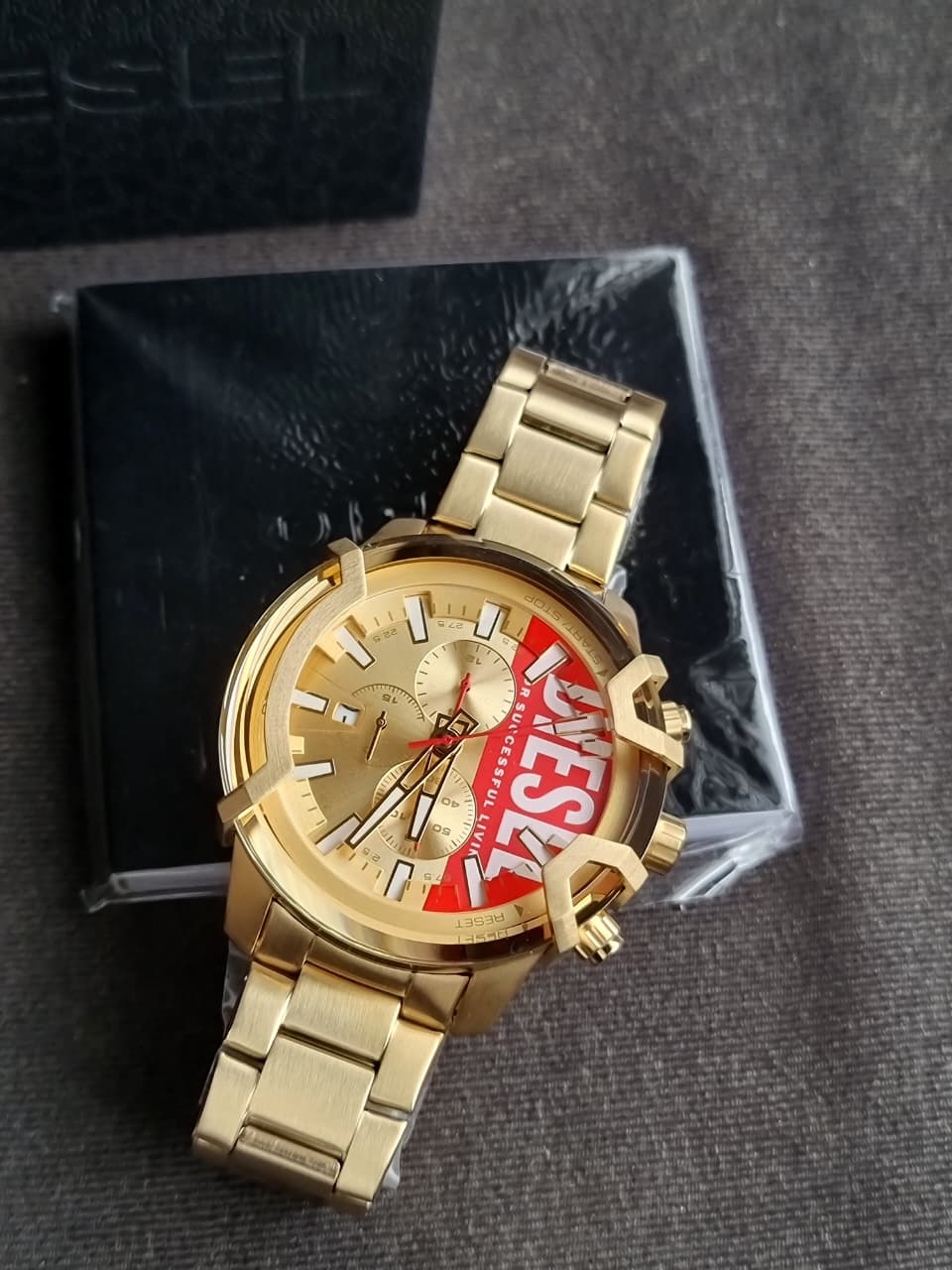 DIESEL Griffed Watch for Men, Quartz Chronograph Movement with Stainless Steel Strap