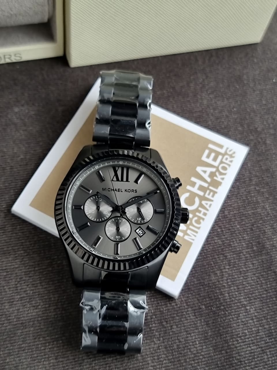 Michael Kors Lexington Chronograph Black Stainless Steel Watch mk9154 (Without tag)