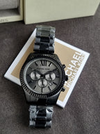 Michael Kors Lexington Chronograph Black Stainless Steel Watch mk9154 (Without tag)