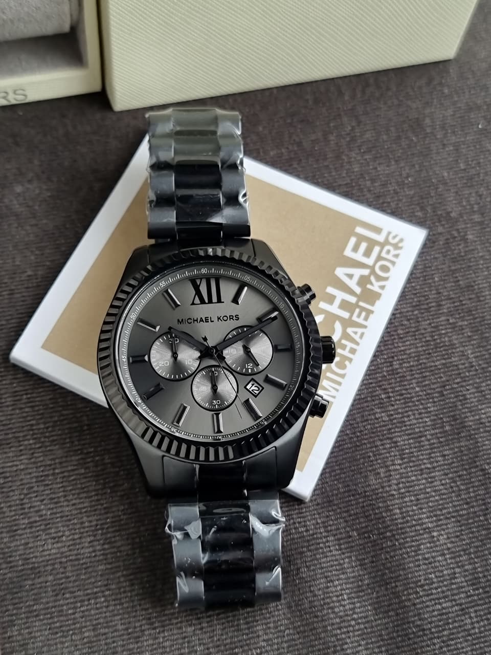 Michael Kors Lexington Chronograph Black Stainless Steel Watch mk9154 (Without tag)