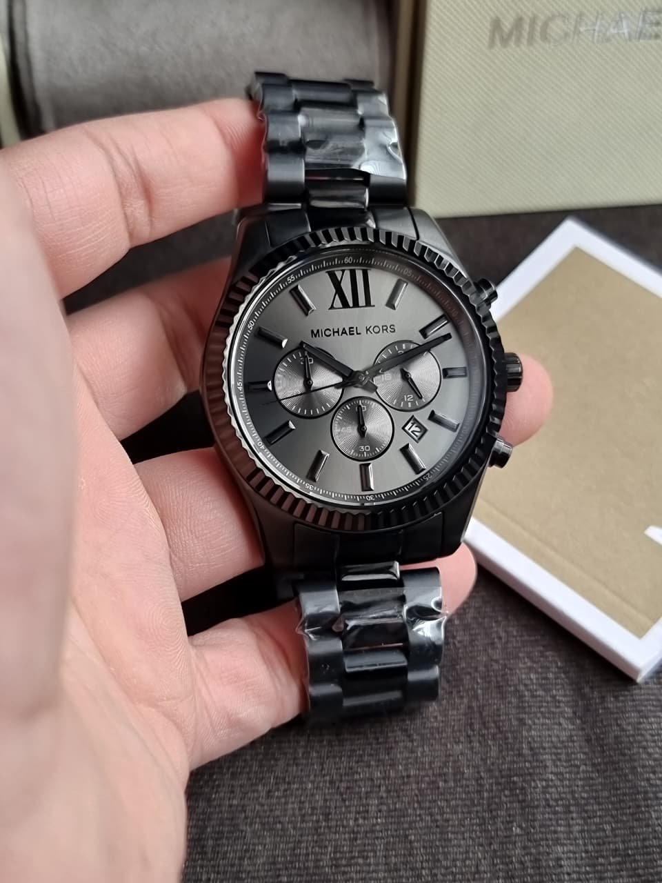 Michael Kors Lexington Chronograph Black Stainless Steel Watch mk9154 (Without tag)