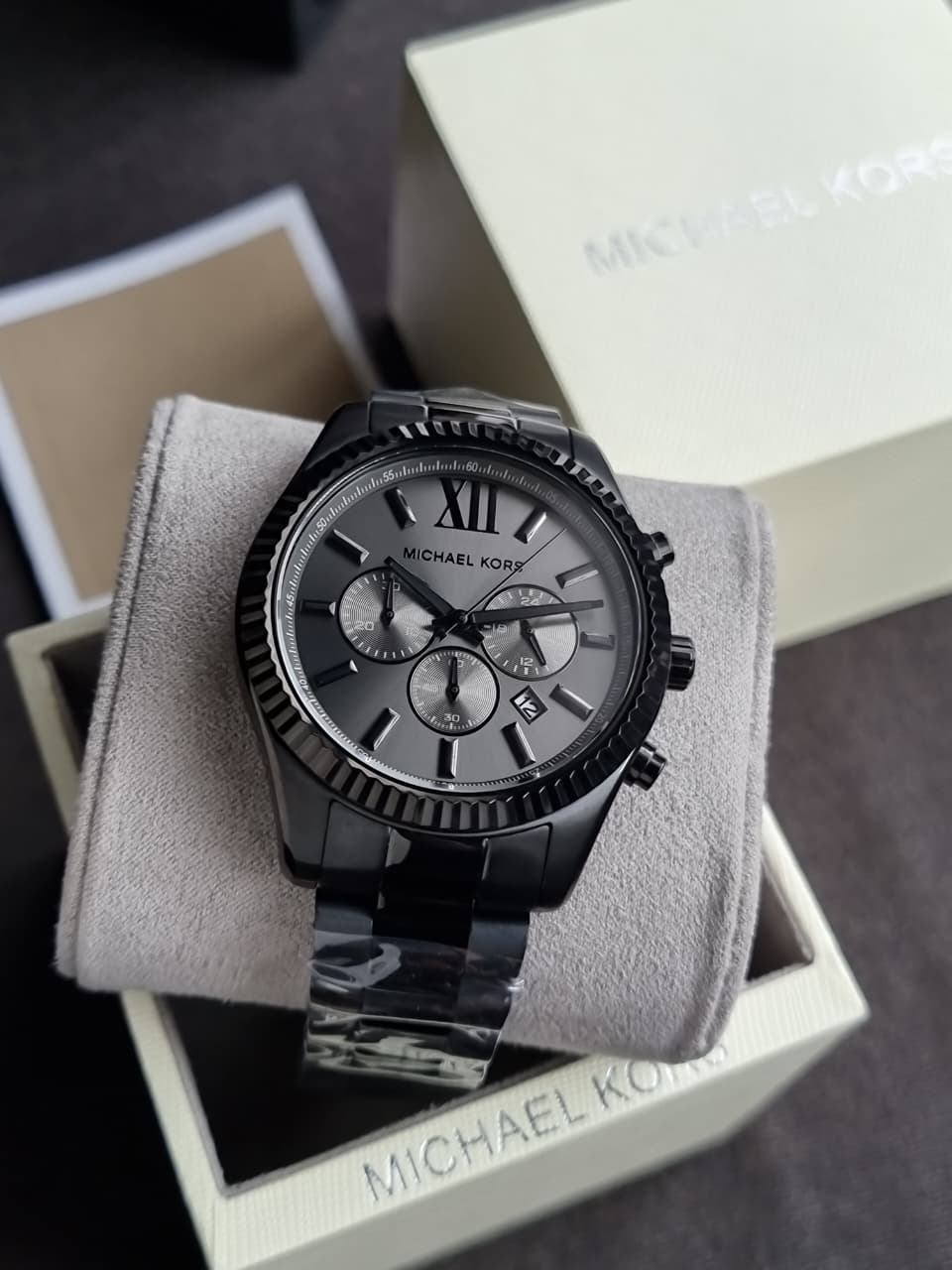 Michael Kors Lexington Chronograph Black Stainless Steel Watch mk9154 (Without tag)