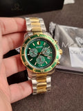 Movado 800 Chronograph Green Dial Two-Tone Men's Watch 2600148