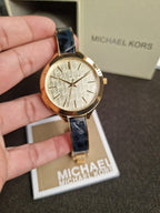 MICHAEL KORSSlim Runway Gold Dial Gold-tone and Navy Blue Resin Ladies Watch
