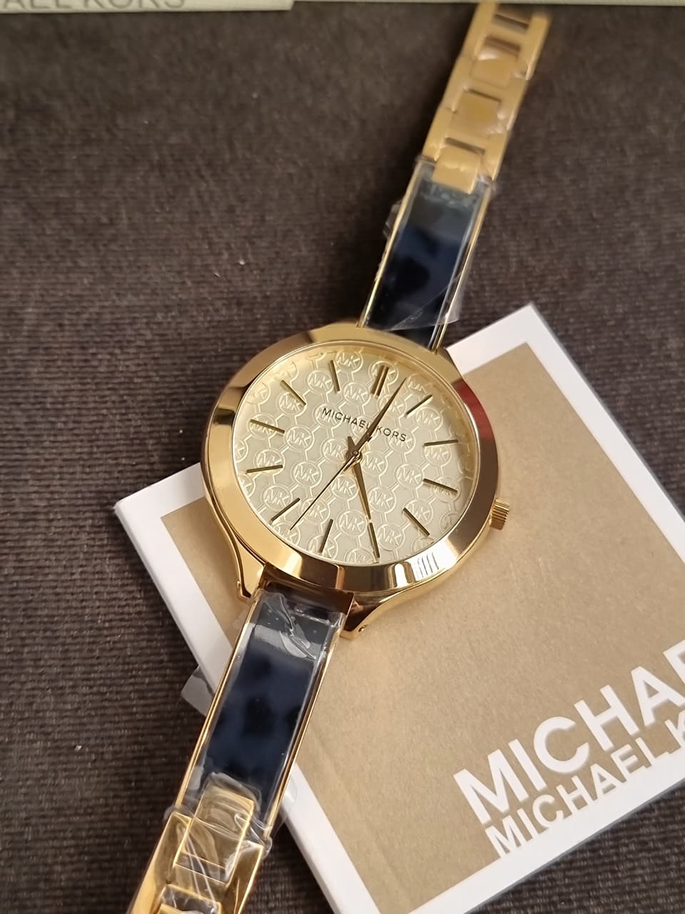 MICHAEL KORSSlim Runway Gold Dial Gold-tone and Navy Blue Resin Ladies Watch
