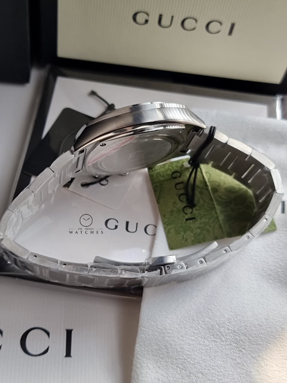 Gucci Men’s Swiss Made Quartz Stainless Steel Blue Dial 41mm Watch YA142317
