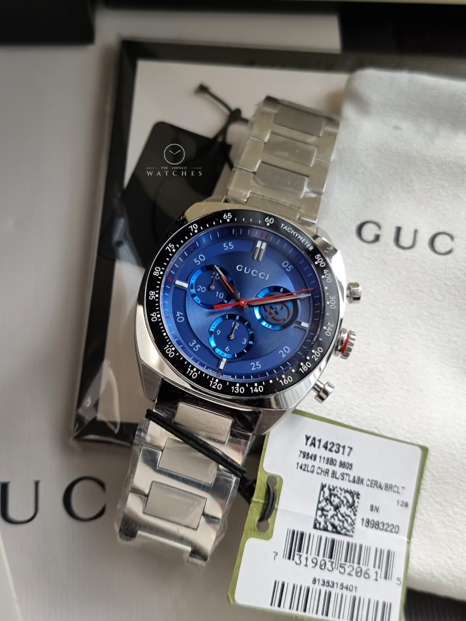Gucci Men’s Swiss Made Quartz Stainless Steel Blue Dial 41mm Watch YA142317