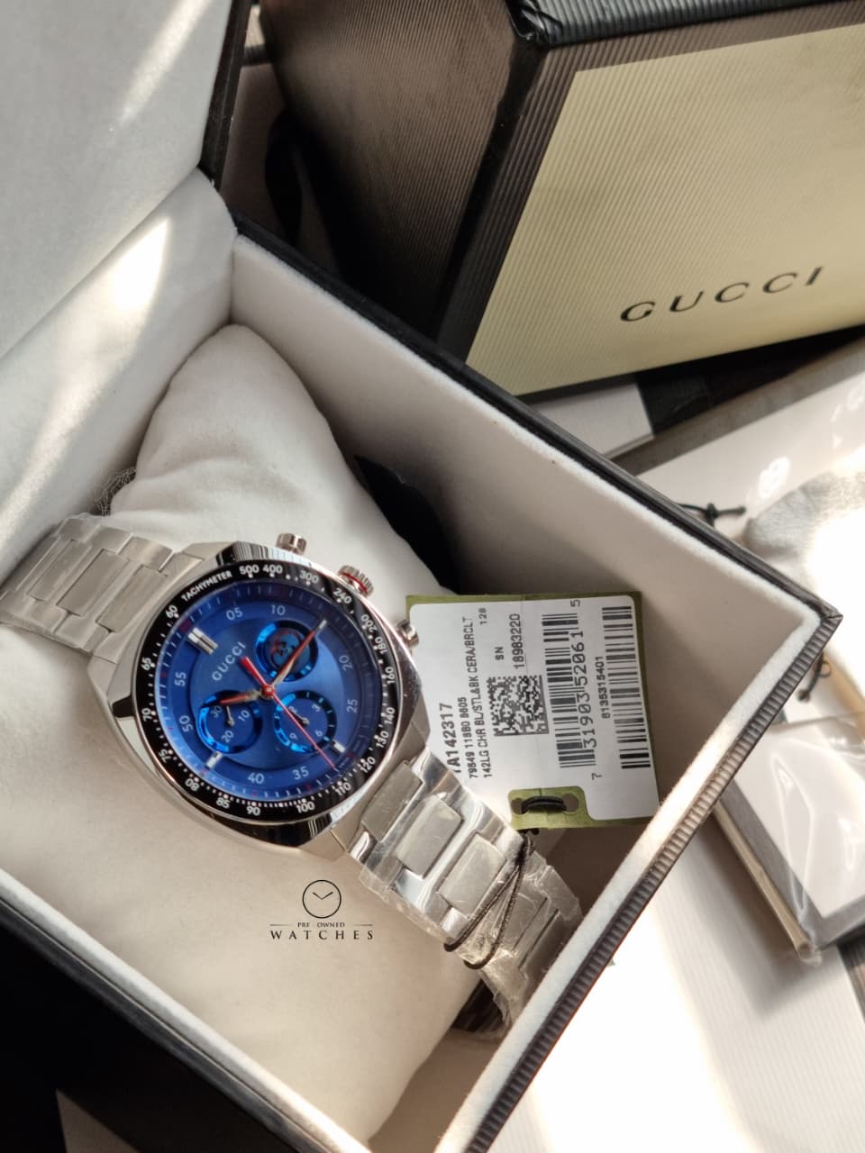 Gucci Men’s Swiss Made Quartz Stainless Steel Blue Dial 41mm Watch YA142317