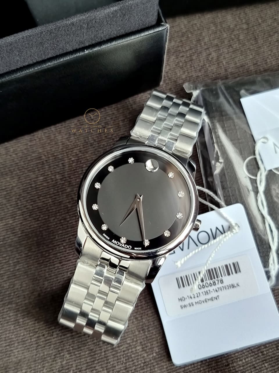 Movado Men’s Quartz Swiss Made Stainless Steel Black Dial 40mm Watch 0606878