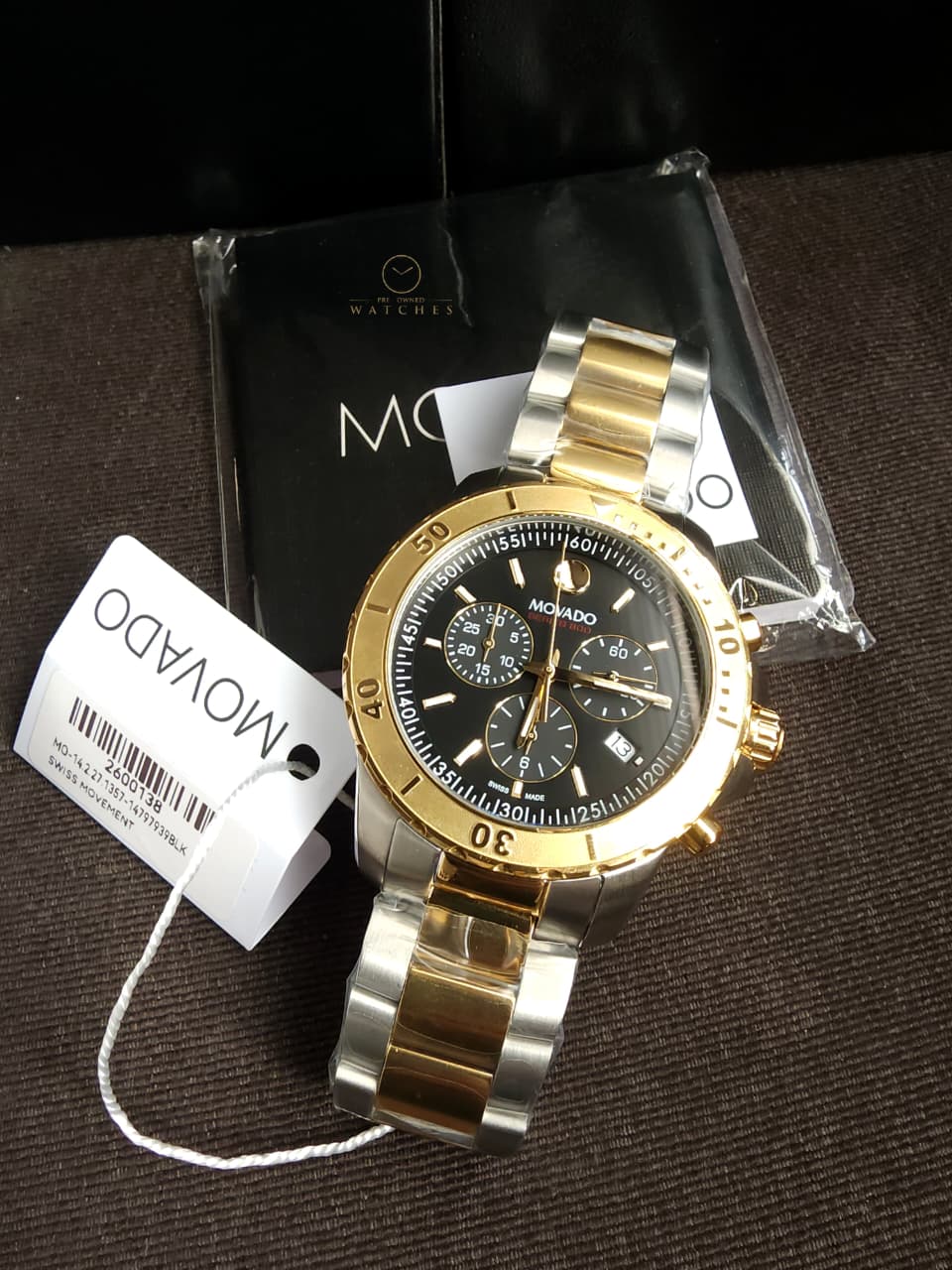 MOVADO Series 800 Chronograph Black Dial Two-Tone Men's Watch Item No. 2600138