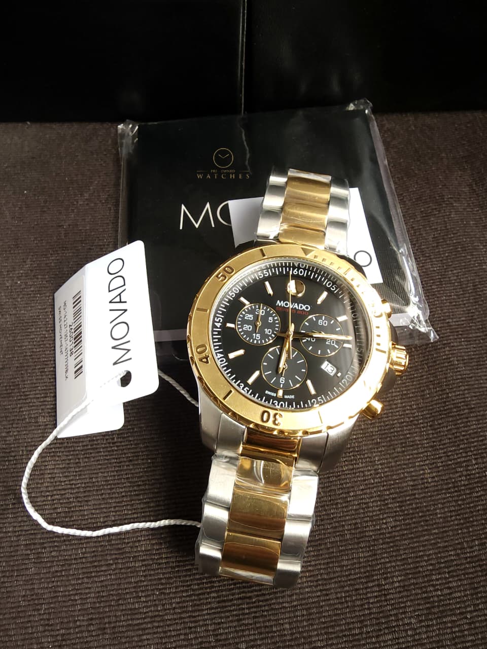 MOVADO Series 800 Chronograph Black Dial Two-Tone Men's Watch Item No. 2600138
