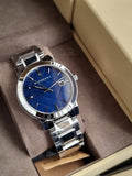 BURBERRY Blue Check Stamped Dial Stainless Steel Men's Watch BU9031