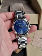 BURBERRY Blue Check Stamped Dial Stainless Steel Men's Watch BU9031