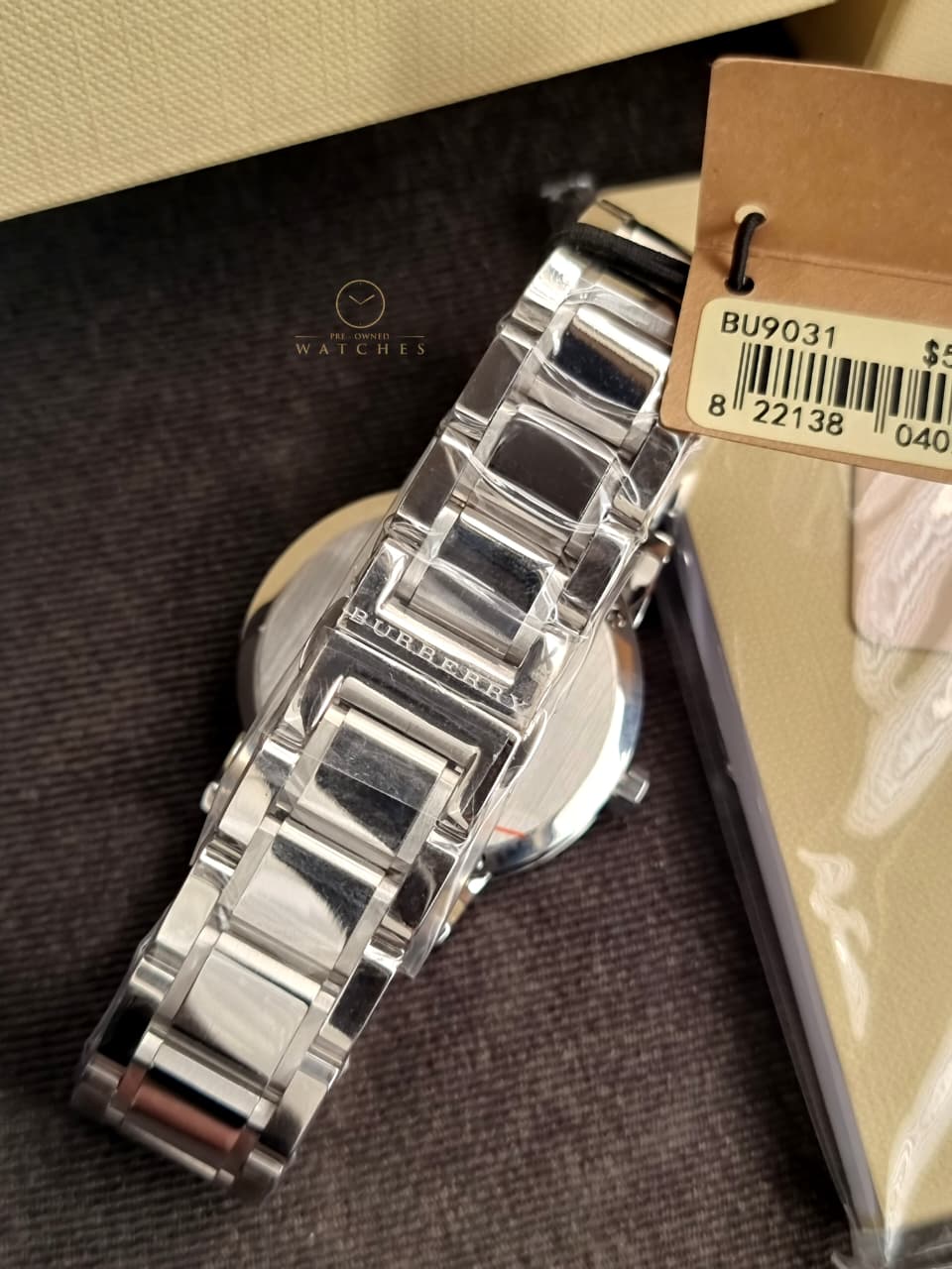 BURBERRY Blue Check Stamped Dial Stainless Steel Men's Watch BU9031