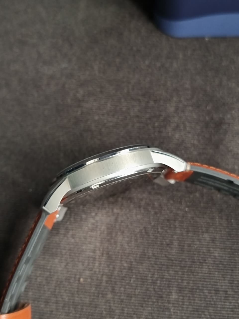 Fossil Grant Brown Leather Strap Blue Dial Chronograph Quartz Watch for Gents - FS5210 (Without Tag )