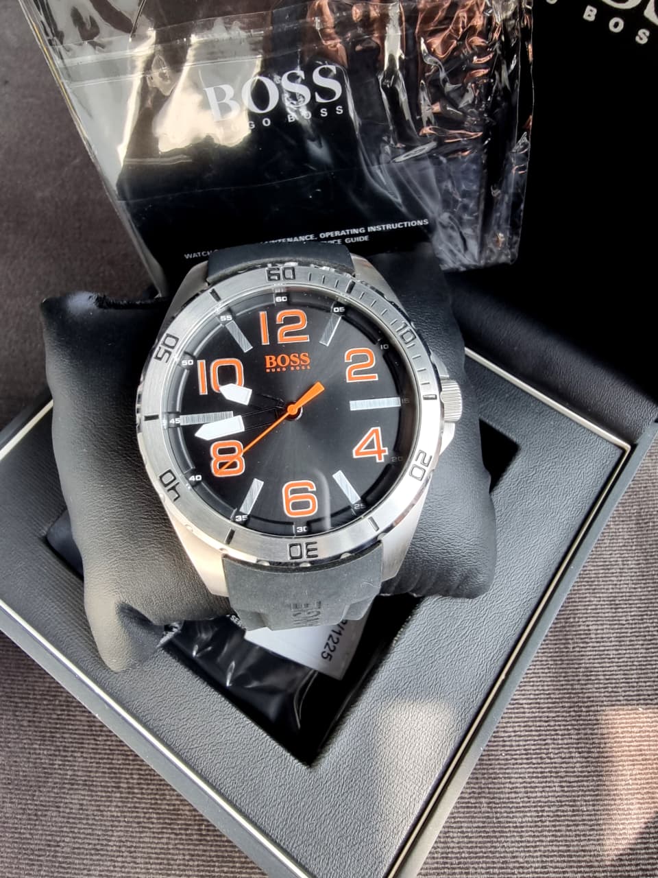 BOSS Orange 1512943 Men's Black Silver Orange 48 mm