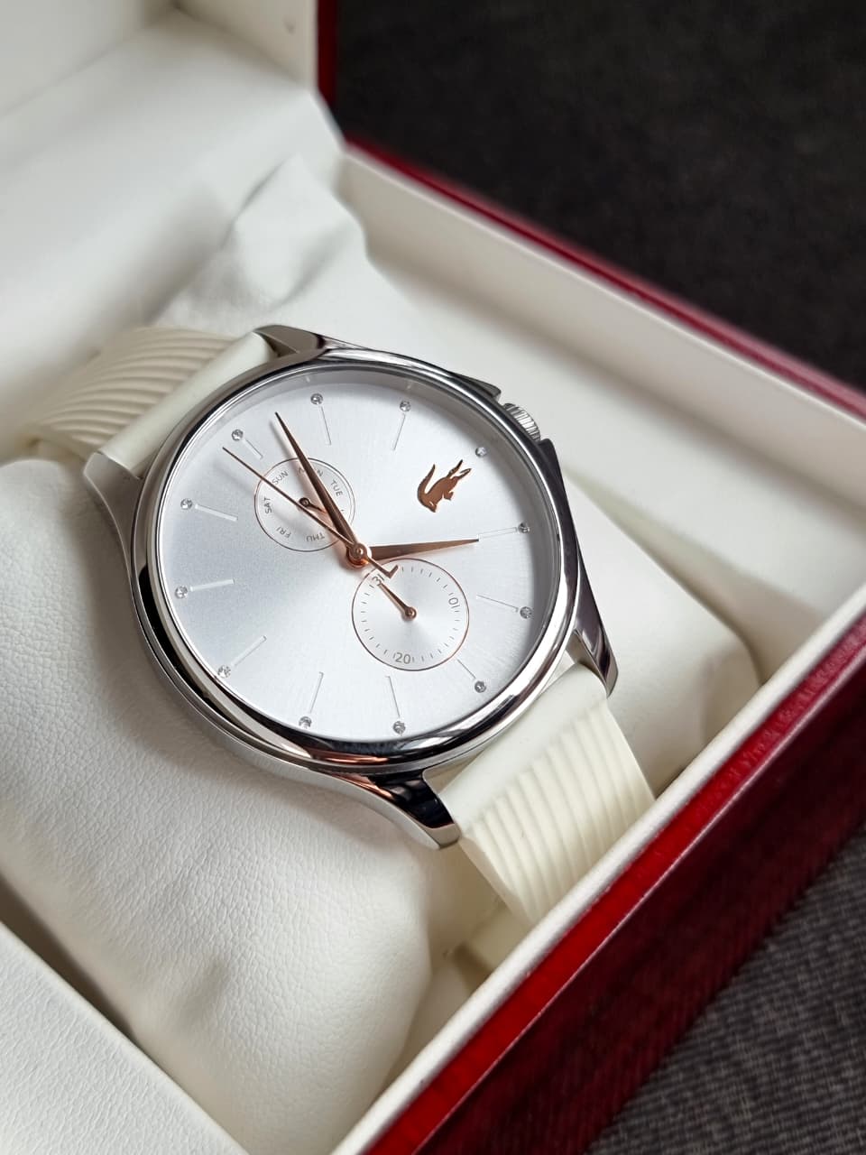 Lacoste Ladies Watch White Dial Silicon Strap 38mm Quartz Watch
