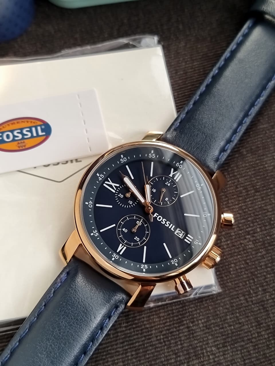 FOSSIL Rhett Chronograph Quartz Blue Dial Men's Watch Item No. BQ1704 (Without Tag)