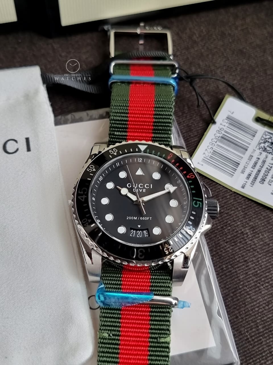 Gucci Men’s Swiss Made Quartz Nylon Strap Black Dial 45mm Watch YA136209