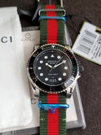 Gucci Men’s Swiss Made Quartz Nylon Strap Black Dial 45mm Watch YA136209