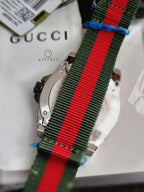 Gucci Men’s Swiss Made Quartz Nylon Strap Black Dial 45mm Watch YA136209
