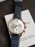 Emporio Armani Men’s Chronograph Quartz Leather Strap Blue Watch AR11123
