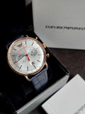 Emporio Armani Men’s Chronograph Quartz Leather Strap Blue Watch AR11123