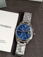 Emporio Armani Men’s Quartz Grey Stainless Steel Blue Dial 42mm Watch AR11481