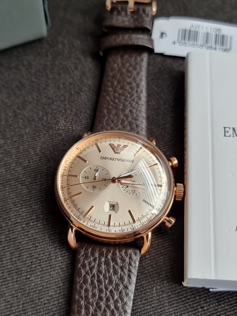 EMPORIO ARMANI Aviator Chronograph Quartz Grey Sunray Dial Men's Watch AR11106