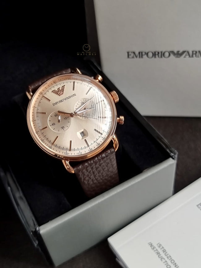 EMPORIO ARMANI Aviator Chronograph Quartz Grey Sunray Dial Men's Watch AR11106 Main Image